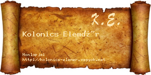 Kolonics Elemér névjegykártya