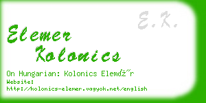 elemer kolonics business card